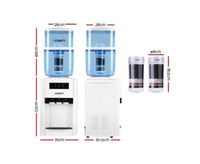 Devanti 22L Bench Top Water Cooler Dispenser Purifier Hot Cold Three Tap with 2 Replacement Filters