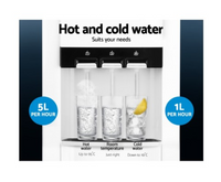 Devanti 22L Bench Top Water Cooler Dispenser Purifier Hot Cold Three Tap with 2 Replacement Filters