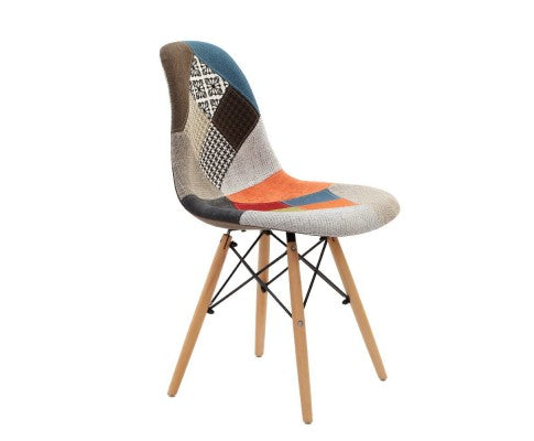 Artiss Set of 4 Retro Beech Fabric Dining Chair - Multi Colour