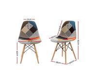 Artiss Set of 4 Retro Beech Fabric Dining Chair - Multi Colour