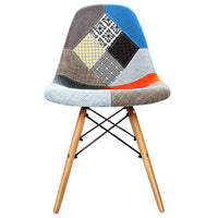 Artiss Set of 4 Retro Beech Fabric Dining Chair - Multi Colour