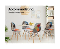 Artiss Set of 4 Retro Beech Fabric Dining Chair - Multi Colour