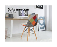 Artiss Set of 4 Retro Beech Fabric Dining Chair - Multi Colour