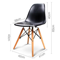 Artiss Set of 4 Retro Beech Wood Dining Chair - Black