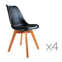 Artiss Set of 4 Padded Dining Chair - Black