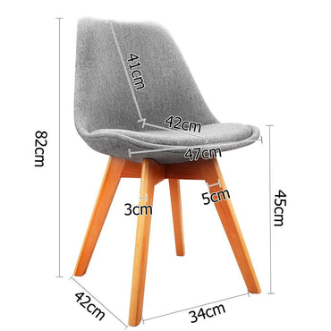 Artiss Set of 2 Retro Beech Fabric Dining Chair - Light Grey