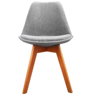 Artiss Set of 2 Retro Beech Fabric Dining Chair - Light Grey