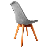 Artiss Set of 2 Retro Beech Fabric Dining Chair - Light Grey