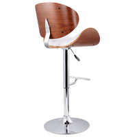 Artiss Set of 2 Wooden PU Leather Gas Lift Bar Stools - Chrome and White