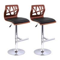 Artiss Set of 2 Wooden Gas Lift Bar Stools - Black and Wood