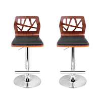 Artiss Set of 2 Wooden Gas Lift Bar Stools - Black and Wood