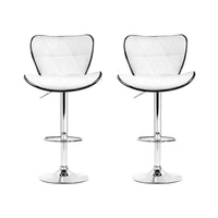 Artiss Set of 2 PU Leather Patterned Bar Stools - White and Chrome