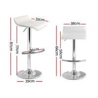 Artiss Set of 2 PU Leather Wave Style Bar Stools - White