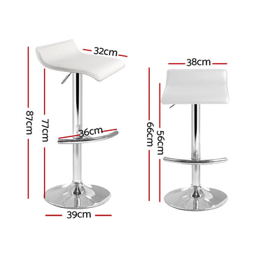 Artiss Set of 2 PU Leather Wave Style Bar Stools - White