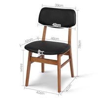 Artiss Set of 2 Wood & PVC Dining Chairs - Black