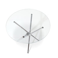 Artiss Round Dining Table with Tempered Glass - Silver