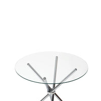 Artiss Round Dining Table with Tempered Glass - Silver