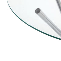 Artiss Round Dining Table with Tempered Glass - Silver