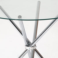 Artiss Round Dining Table with Tempered Glass - Silver
