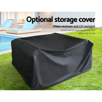 Gardeon 7 Piece PE Wicker Outdoor Furniture Set - Black