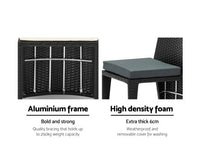 Gardeon 3 Piece PE Wicker Outdoor Table and Chair Set - Black