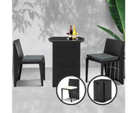 Gardeon 3 Piece PE Wicker Outdoor Table and Chair Set - Black