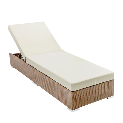 Gardeon Outdoor Wicker Sun Lounge - Natural Brown