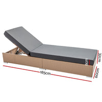 Gardeon Outdoor Wicker Sun Lounge - Natural Brown