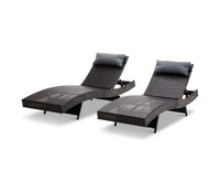 Gardeon Set of 2 Outdoor Wicker Sun Lounges - Black