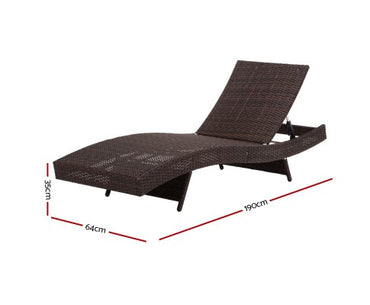 Gardeon Set of 2 Outdoor Wicker Sun Lounges - Brown