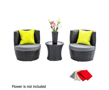 Gardeon 4 Piece PE Wicker Outdoor Set - Black