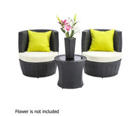 Gardeon 4 Piece PE Wicker Outdoor Set - Black