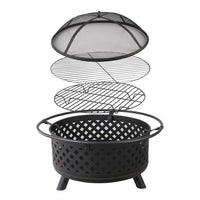 Fire Pit BBQ Grill Smoker Portable Outdoor Fireplace Patio Heater Pits 30"