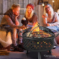Fire Pit BBQ Grill Smoker Portable Outdoor Fireplace Patio Heater Pits 30"