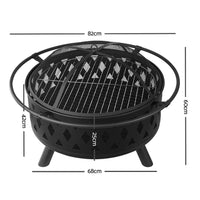 Fire Pit BBQ Charcoal Grill Ring Portable Outdoor Kitchen Fireplace 32"