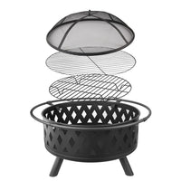 Fire Pit BBQ Charcoal Grill Ring Portable Outdoor Kitchen Fireplace 32"