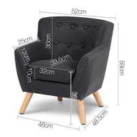 Keezi Kids Sofa Armchair Black Linen Lounge Nordic French Couch Children Room