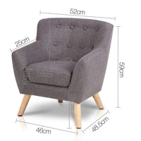 Keezi Kids Sofa Armchair Grey Linen Lounge Nordic French Couch Children Room