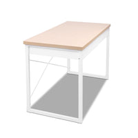 Artiss Metal Desk with Drawer - White with Wooden Top