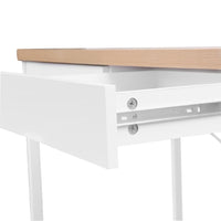 Artiss Metal Desk with Drawer - White with Wooden Top