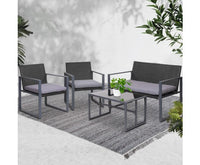 Gardeon 4PC Outdoor Furniture Patio Table Chair Black