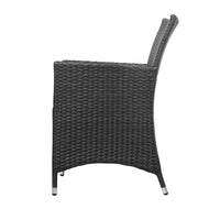 Gardeon 3pc Rattan Bistro Wicker Outdoor Furniture Set Black