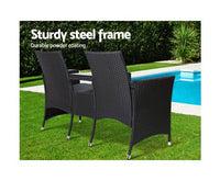 Gardeon Outdoor Furniture Chair Bench Sofa Table 2 Seat Cushions Wicker Black