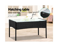 Gardeon 4-piece Outdoor Lounge Setting Wicker Patio Furniture Dining Set Black