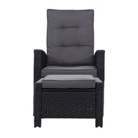 2PC Sun lounge Recliner Chair Wicker Lounger Sofa Day Bed Outdoor Chairs Patio Furniture Garden Cushion Ottoman Gardeon