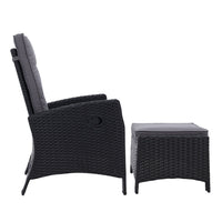 2PC Sun lounge Recliner Chair Wicker Lounger Sofa Day Bed Outdoor Chairs Patio Furniture Garden Cushion Ottoman Gardeon