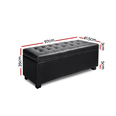 Artiss PU Leather Storage Ottoman - Black