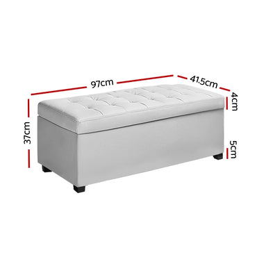 Artiss Large PU Leather Storage Ottoman - White