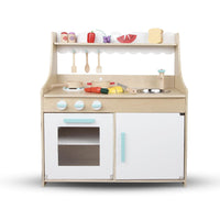 Keezi Kids Wooden Kitchen Play Set - Natural & White