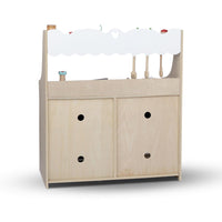 Keezi Kids Wooden Kitchen Play Set - Natural & White